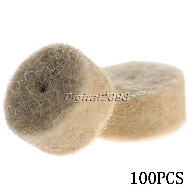 Yetaha 100 pcs 13 mm Felt Wool Polishing Buffing Round Wheels Grinding Pad with 4 pcs Dia 3.2 mm Shanks for DREMEL Rotary Tools