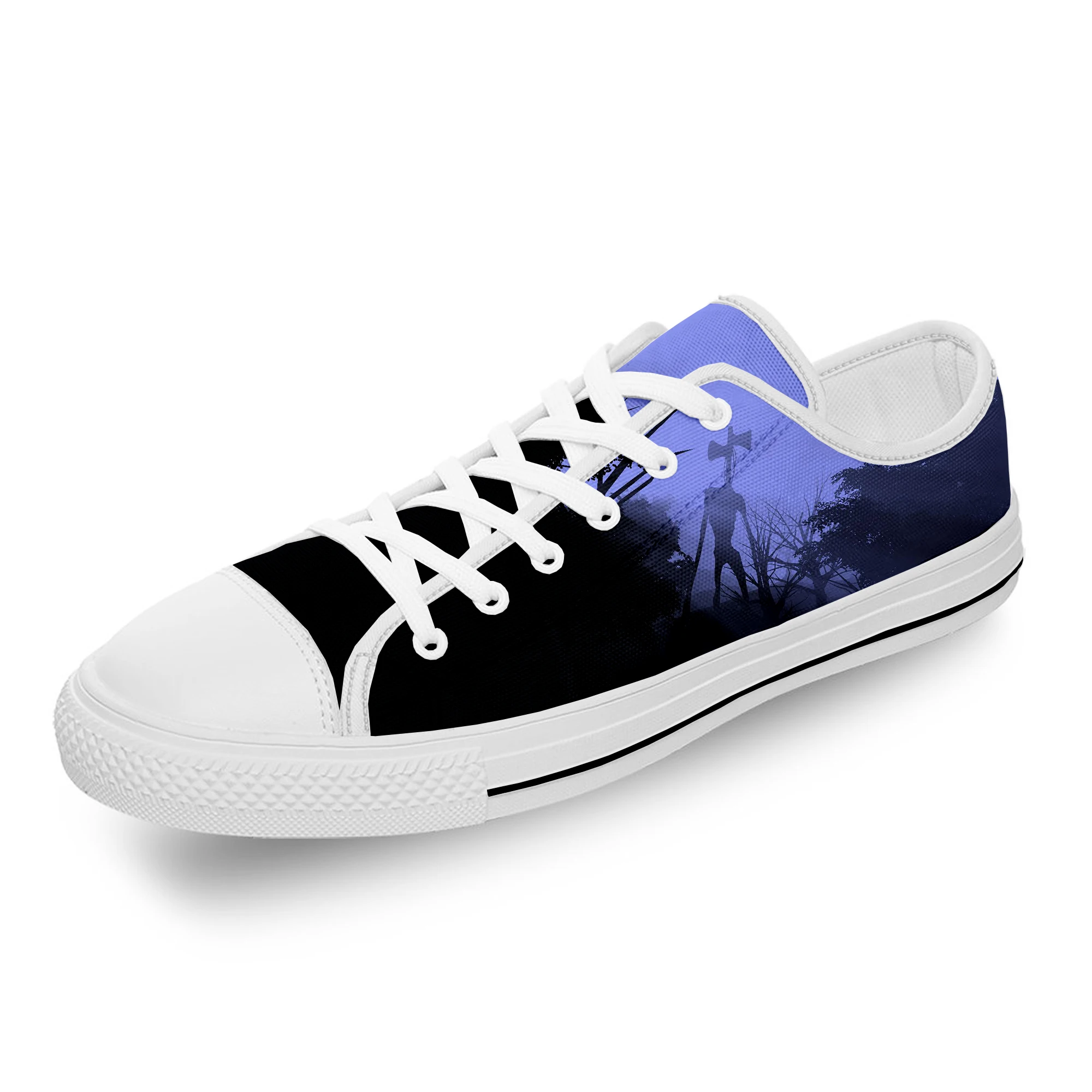

Siren Head SCP Scary Horror Game White Cloth Fashion 3D Print Low Top Canvas Shoes Men Women Lightweight Breathable Sneakers