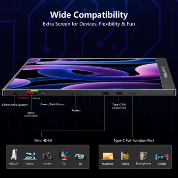VEOUT Ultra-Portable 16inch 1920x1200 HD Monitor with Built-in Stand, HDR & Freesync, Plug-and-Play Connectivity for Smartphones 4