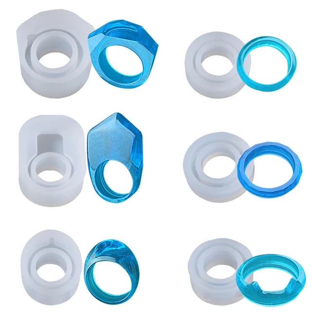 1Pc Resin Ring 5 Shapes Silicone Mold Jewelry Cat Diamond Flat Shaped Ring  Pendant DIY Silicone