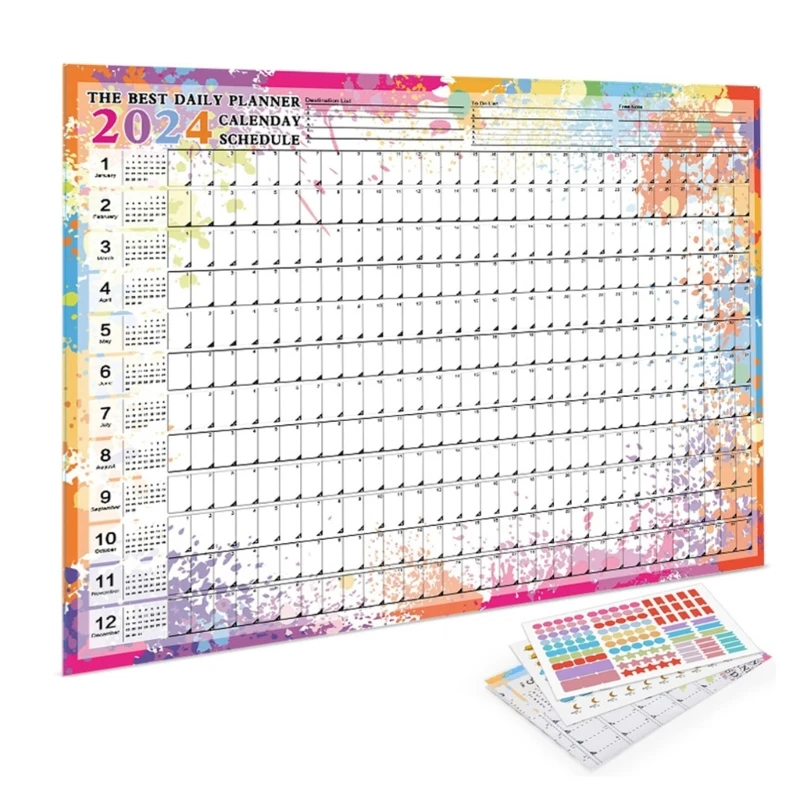 Wall Calendar Year Planner 2024 in Poster Size 14 Months - Landscape Format - Wall Planner, Year Calendar, Poster Calend