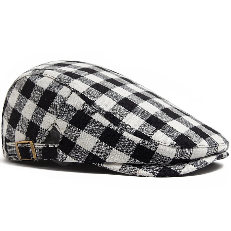 Fashion Plaid Beret Men Women Vintage Visor Flat Cap Spring Autumn Newsboy Hat Casual Female Berets Boina Adjustable casual hat,beret hat,newsboy cap,newsboy hat