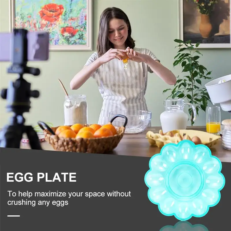 3Pcs Dish Egg Tray Plastic Food Container Eggs Practical Household Festival Multi-grids Plate Chicken Holders Egg Holder