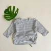 2025 Autumn New Baby Long Sleeve T Shirt Cotton Boy Striped Bottoming Tops Girl Solid Simple Casual Pullover Infant Clothes 6