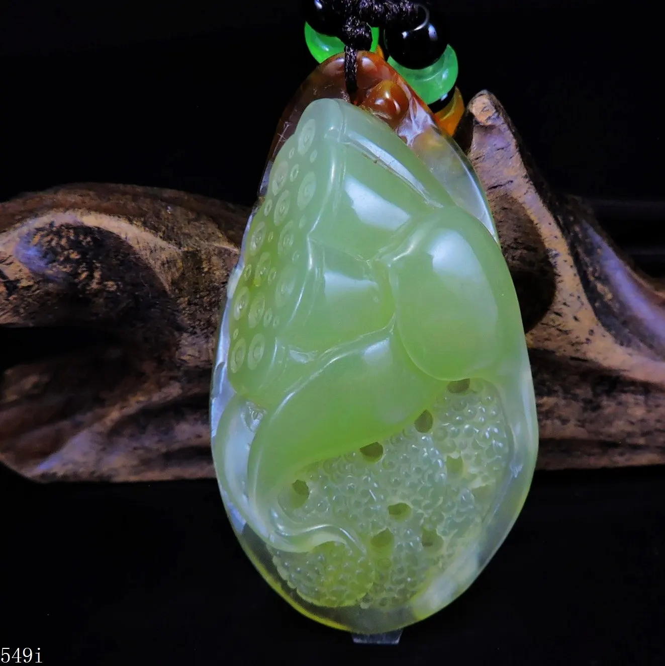 Jade Jewelry Natural Jade Pendant Necklace Hand-Carved lotus seedpod Jadeite Necklace Pendant Gift No Treatment 549i