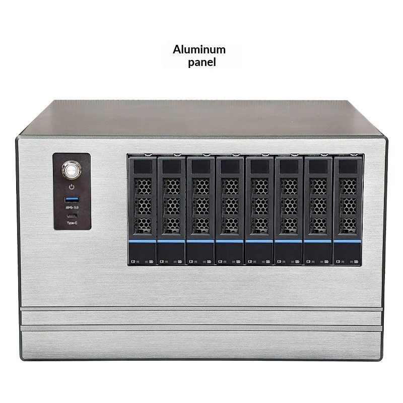 HN8 8베이 핫스왑 NAS 인클로저, 3.5/2.5인치 HDD용 SATA/SAS, MATX/ITX, 4개의 PCIe 및 Type-C 포트, Unraid TrueNAS 스토리지용