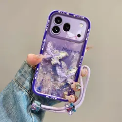 Cover per telefono con farfalla e fiore in 3D, con lanyard