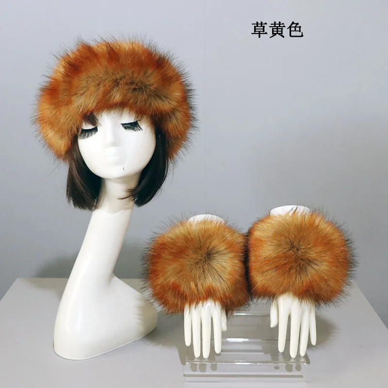 Winter Dicke Warme Pelzige Haarband für Frauen Mädchen Mode Flauschigen Faux Pelz Russische Hut Stirnband Outdoor Wärmer Ski Beanie Hüte – Detail 33