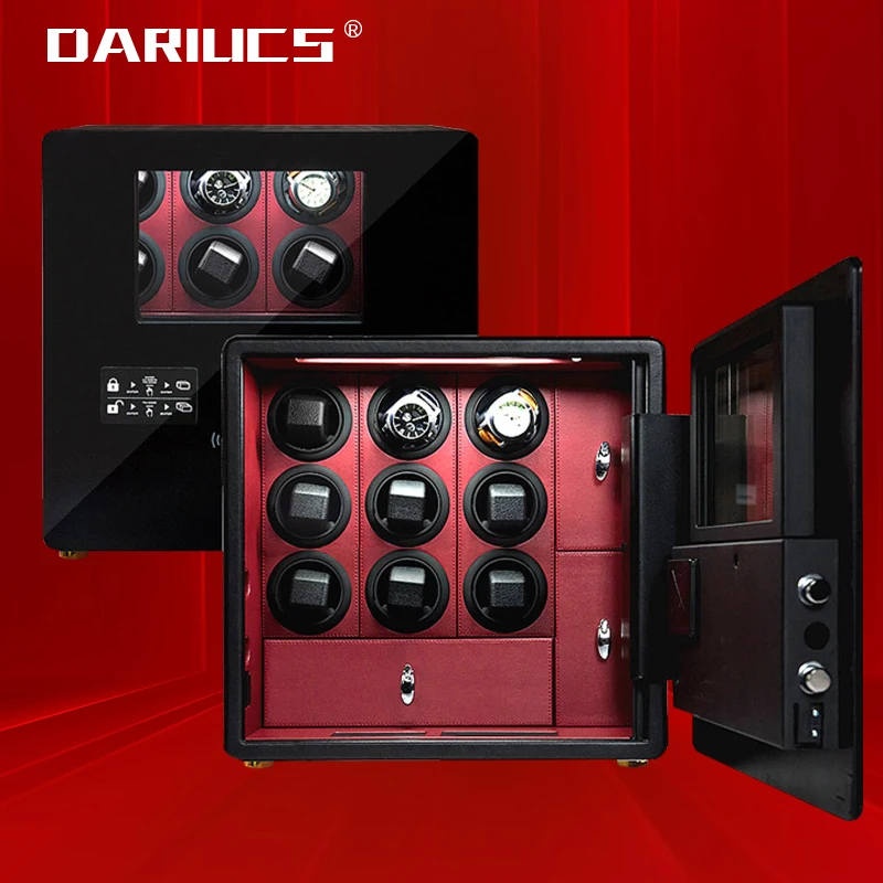 

watch winder Theftproof Automatic Watch Winder Safe Box with 9 Slot Watches Box Drawer Collection with TPD 5 Mode Control