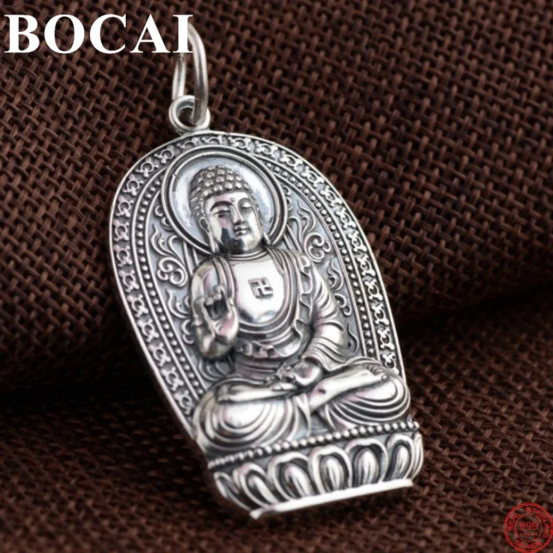 

Подвеска BOCAI S999 из стерлингового серебра для женщин и мужчин, ретро, восемь богов-хранителей, амулет Будды с двенадцатью знаками Зодиака, бесплатная доставка