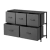 5 Drawer Fabric Storage Dresser Grey Bedroom High-capacity Organizer Sturdy Durable Steel Frame Non-woven Fabric Drawers Easy 5