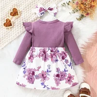 Dress For Kids 3 Months - 3 Years old Birthday Korean Style Long Sleeve Cute Floral Princess Formal Dresses Ootd For Baby Girl 2
