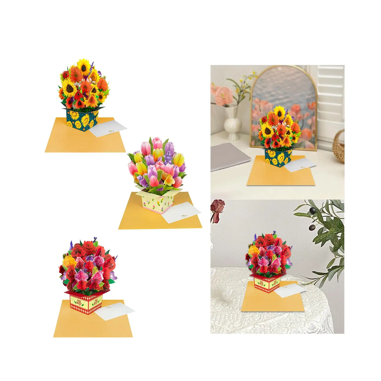 Mothers Day Card 3D Flower Greeting Card Mothers Day Gifts Birthday for Mom Women Daughter Wife Valentine's Day