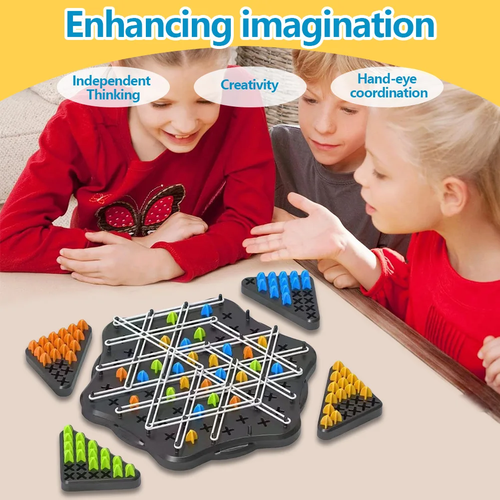 Chain Triggle Chess Game Triggle Rubber Band Game Toy For Kid Interactive Board Battle Set For Family Party Gift