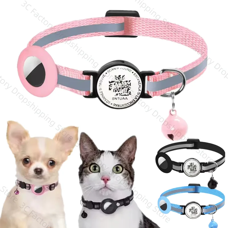 Airtag Case Collar For Cat Protective Cover Qr Code Collar Anti Lost Holder Dog Tracker Accessories Reflective With Bell anti lost tracker,anti lose tracker,item locator,anti lost locator
