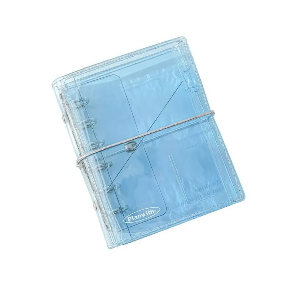 A7 리필 가능 노트북 투명 삼단 접이식 루즈리프 노트 PVC 얇은 아코디언 저널 (학생용)