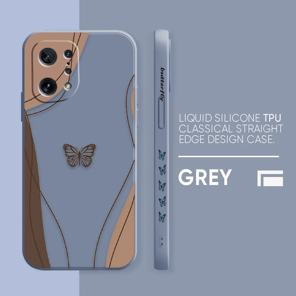 thumbnail image 1 of Case For OPPO FIND X6 X3 REALME X7 X50 RENO 2 4Z 4 6 Lite 5Z 5F 4G 5G PRO Liquid Silicone Case Beautiful Butterfly, 1 of 5