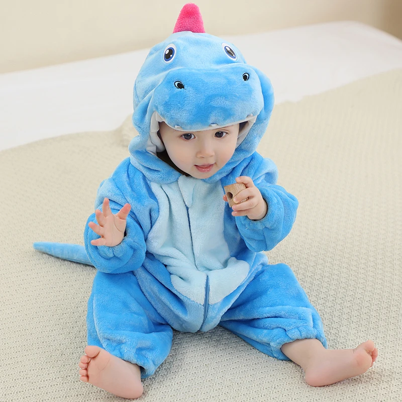 MICHLEY NEW Carnival Blue Dragon Baby Rompers Winter Costume Clothes Cartoon Jumpsuit Bodysuits Overall For Girl Boy Bebe 2-36M 3