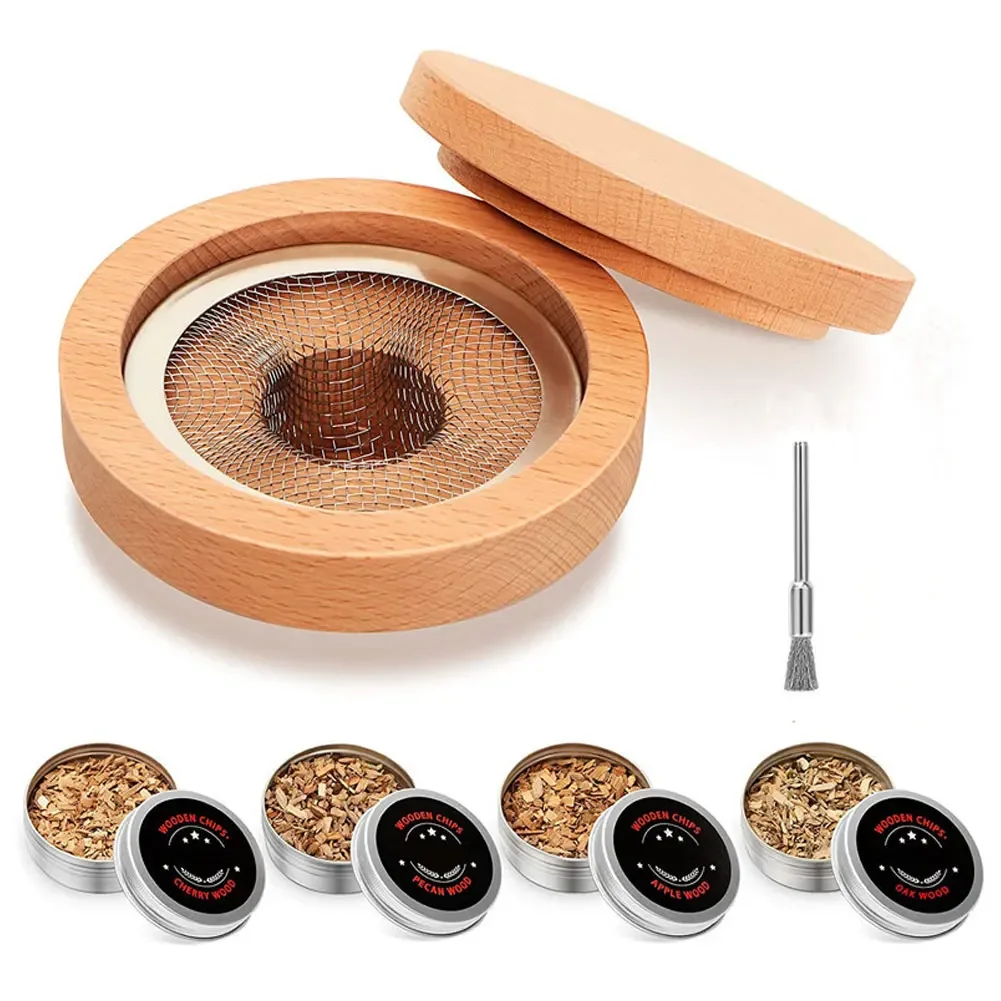 Cocktail Smoker Kit Cocktail Smoker Kit With Apple Cherry Oak Pecan Wood Chips Whiskey Wooden Smoked Wood Hood Smoker For Bar Drinks Kitchen