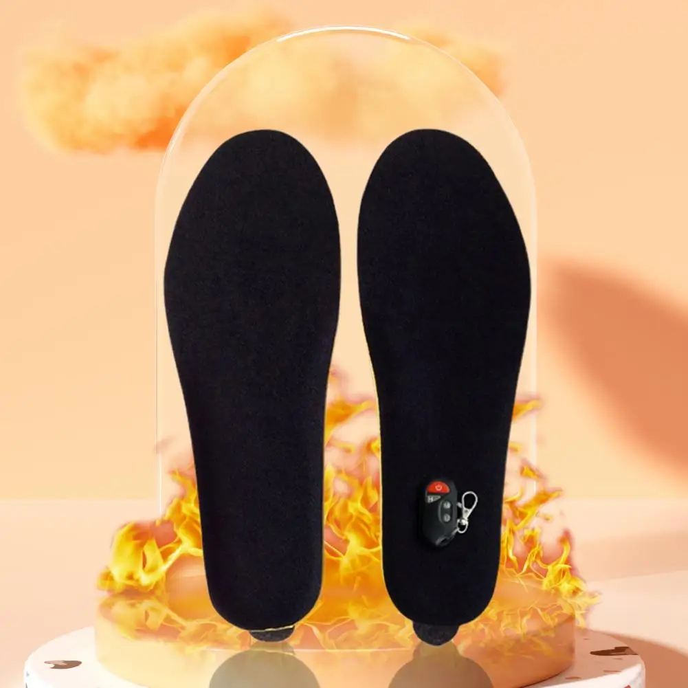 1 Pair Heated Insole Rechargeable Keep Warm Winter Washable Electric Thermal Shoe Insole with Remote Control for Daily Wear
