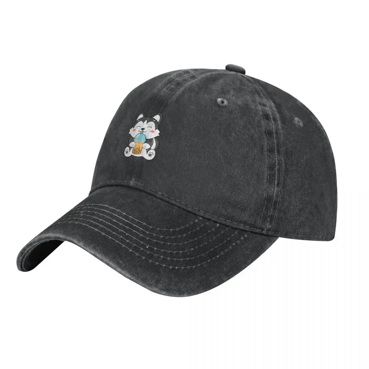 Cute Siberian Husky Chibi Kawaii Style With Boba Sticker Cowboy Hat New Hat Trucker Cap Beach Bag Sunscreen Women Hats Men's