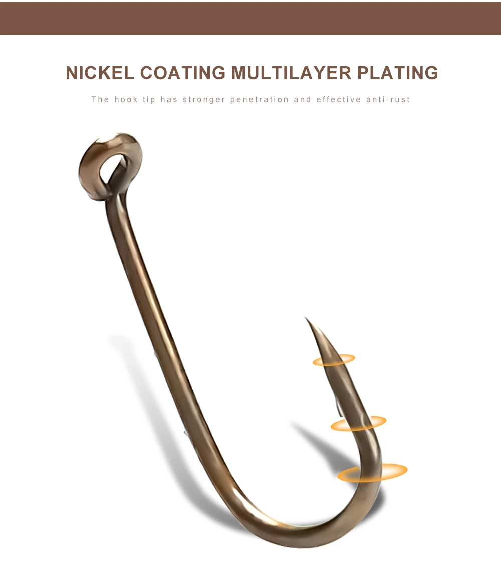 Description Picture 5 of itemFTK Baitholder Fishing Hooks 100Pcs 7-10# Bait Hook Barbed Shank Down Eye Offset Circle Hook Carp Fishing Jig Worm Hook Tackle