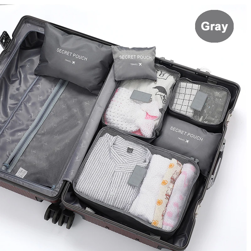 6-Piece Travel Storage Bag Set – Portable Luggage Organizers and Packing Cubes for Clothes and Shoes, Ideal for Suitcase Organization Bags & Storage Items Beach bags