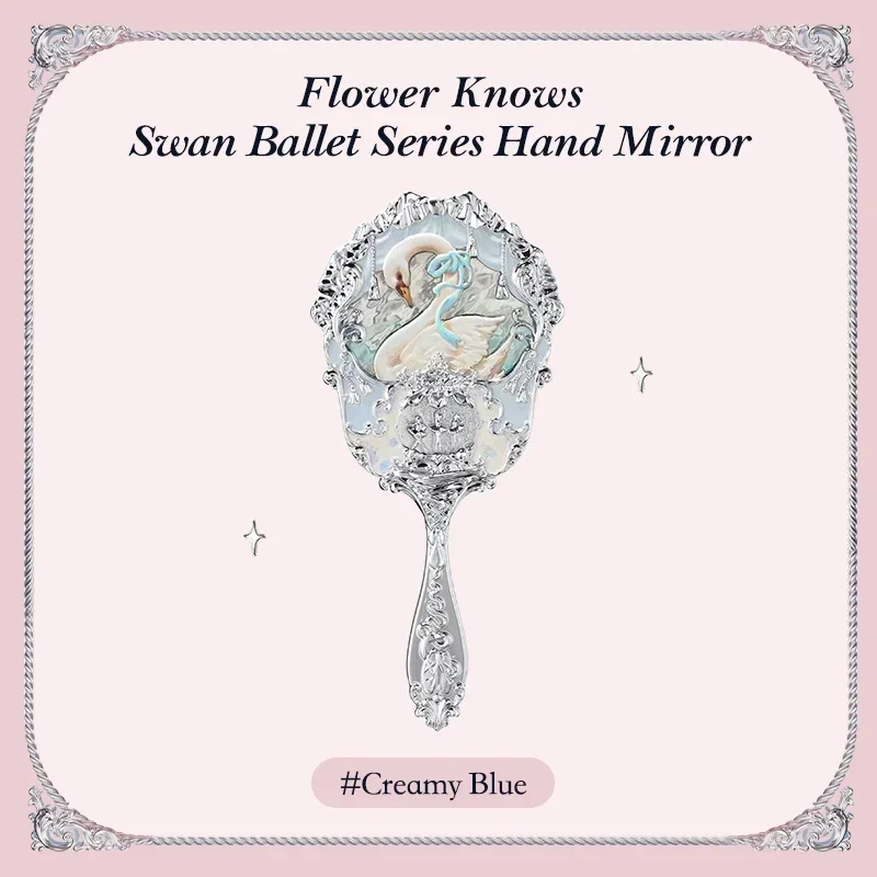 Flower Knows Mirror Swan Ballet Moonlight Mermaid Collection Handheld Mirror Limited White Blue Pink Chocolate Fairy