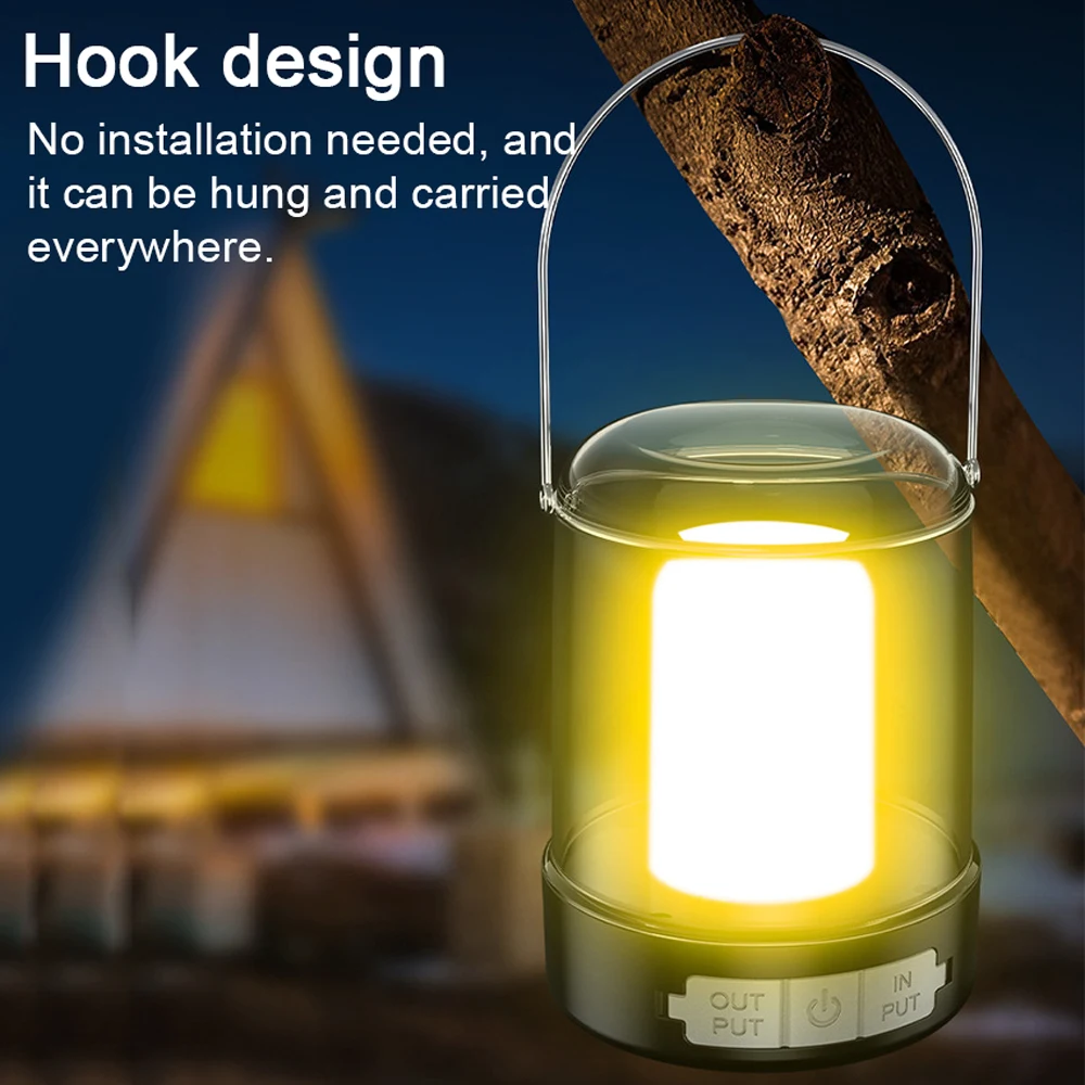 

Camping Light Multifunctional Outdoor Night Lights Type-C Charging and USB Output Interface Three Light Modes Tent Lights
