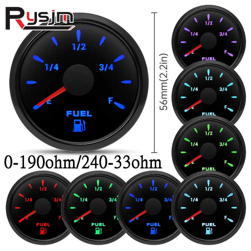 연료 레벨 게이지, 오일 탱크 레벨 계량기 표시기, 해양 보트 RV 자동차 트럭 9-32V, 2 인치, 52mm, 7 색 조명, 0-190ohm, 240-33ohm  Best5