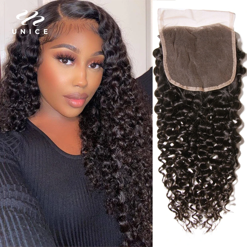 UNice Hair Curly Lace Closure Brazilian Hair 5x5 HD Lace Closure Free Part Human Hair Closure 10-20inch
