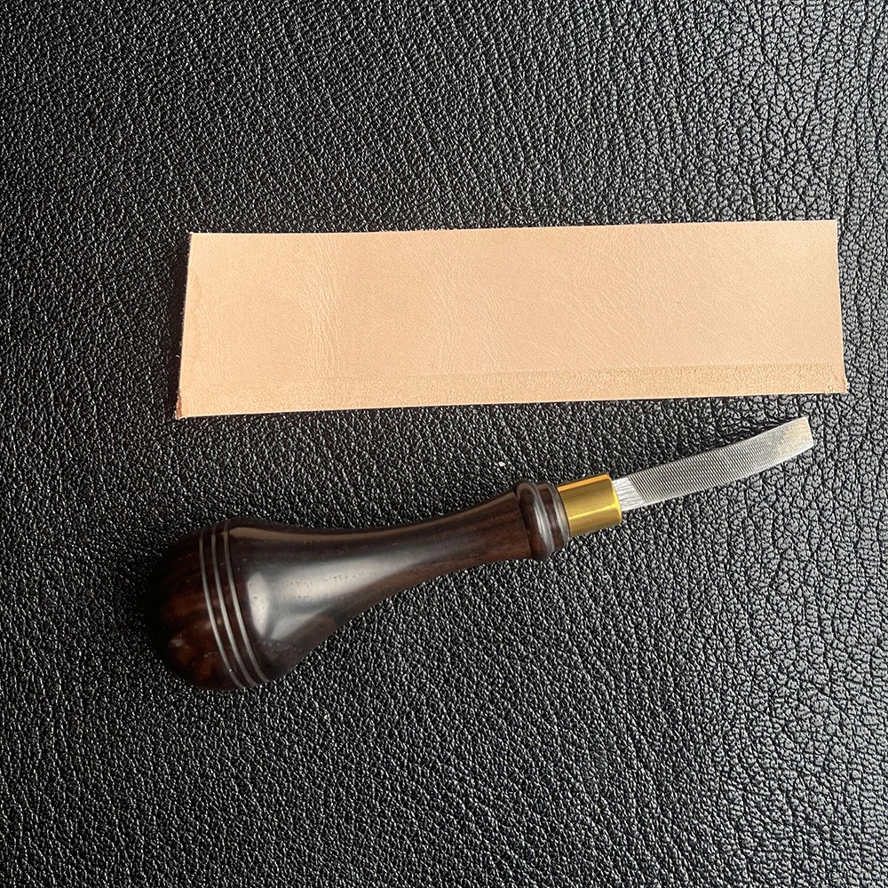 Leather Surface Edge Treatment Polished File High Carbon Steel HRC60 Medium Tooth Grinder with Rosewood Handle Leathercraft Tool