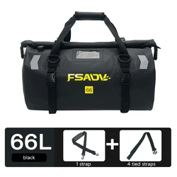Waterproof Motorcycle Tail Bag - Outdoor Travel Dry Luggage Roll Pack (66L-Black)