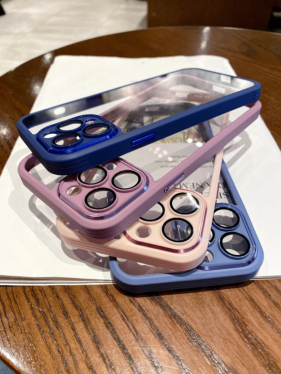 phone cases for iphone 11 Pro Max  Luxury Glass Camera Protection Cover for iPhone 12 13 11 Pro Max 13Pro Soft Silicone Shockproof Bumper Acrylic Hard Clear Case iphone 11 Pro Max clear case