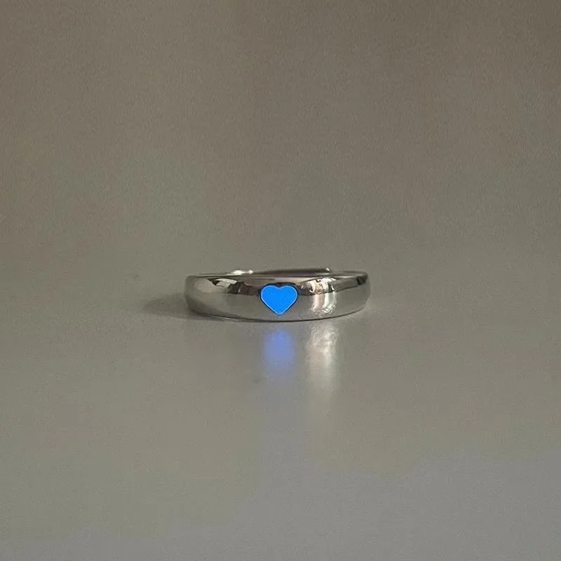 Couples Luminous Love Heart Adjustable Finger Rings Glow In Dark Jewelry Lover Gift couple rings fashion rings fashion ring finger rings