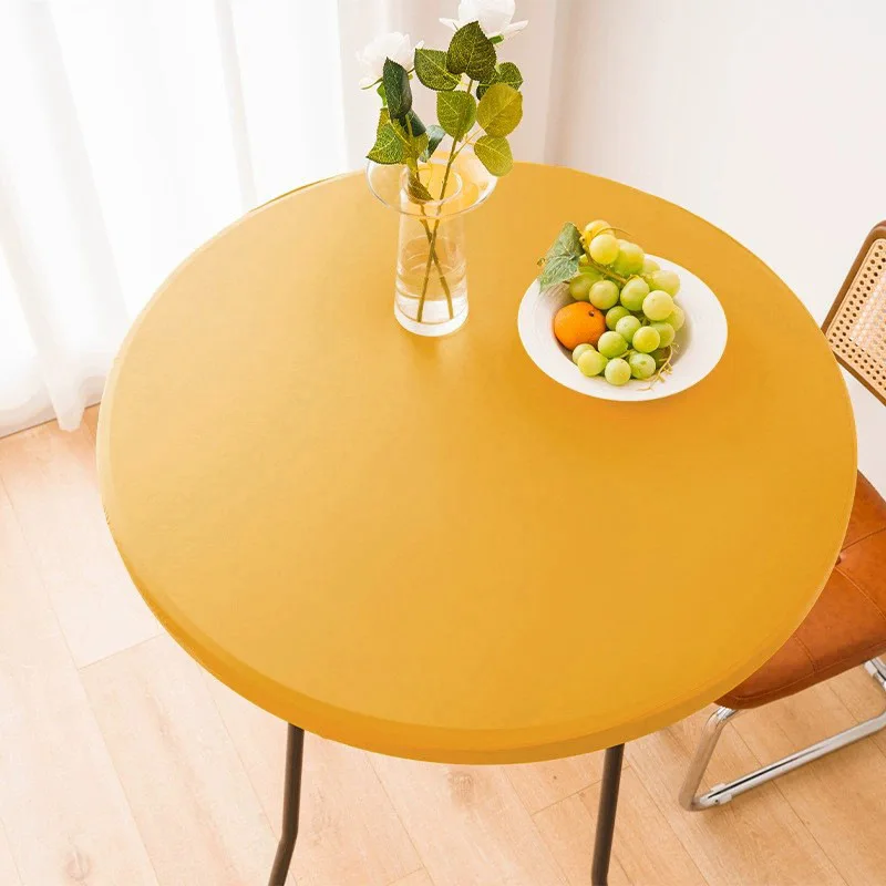 Waterproof & Oil-Proof Elastic Round Table Cover - Durable, No-Wash, Full-Cover Tablecloth