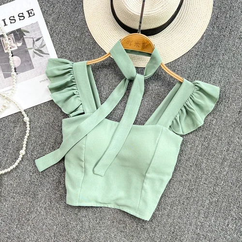Debardeur Femme Bra Tank Top Ropa Mujer Gorset Camisoles for Women Butterfly Crop Tops Cropped Harajuku Tanks Dropshipping Green