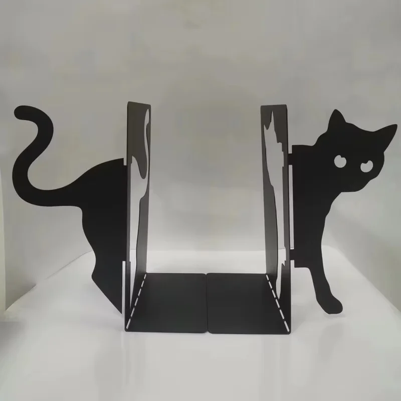Metal Bookends Cute Black Cat Bookends Bookends For Shelves School Office Library Book Desktop Organizer Bedroom Book Holders 5