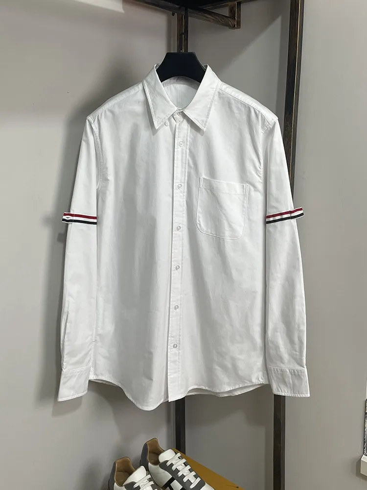 

New TTB Shirts Armband Striped Fashion Brand Design Men Shirts Spring Summer Causal Soft Comfortable Dress Social TB Shirts
