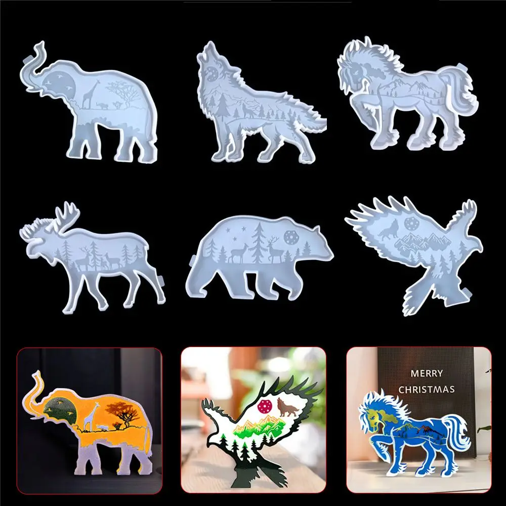 Silicone Mold Bear Horse Jewelry Making Tools DIY Pendant Elephant Wolf Ornament Resin Mold Epoxy Resin Molds Silicone Mould