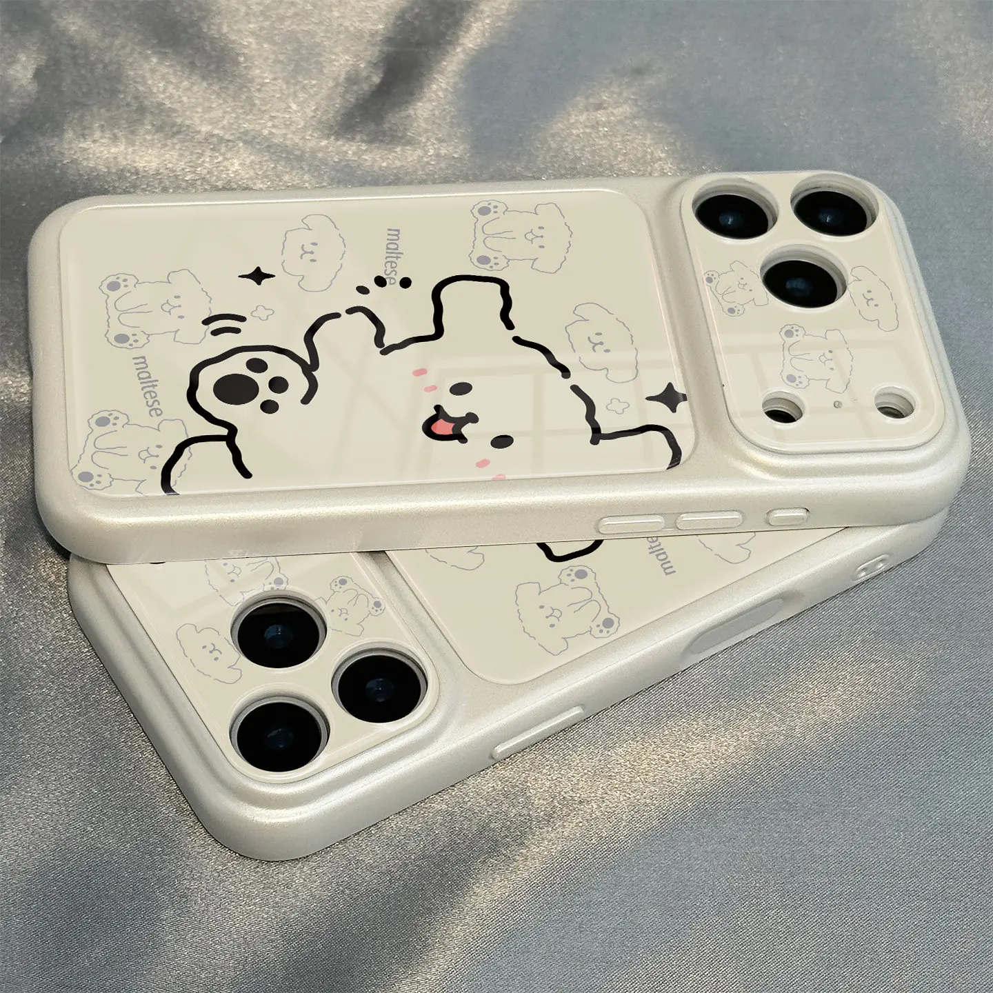 Minimal Line Dog Design Shockproof Bumper Phone Case, Dual-Layer Protection