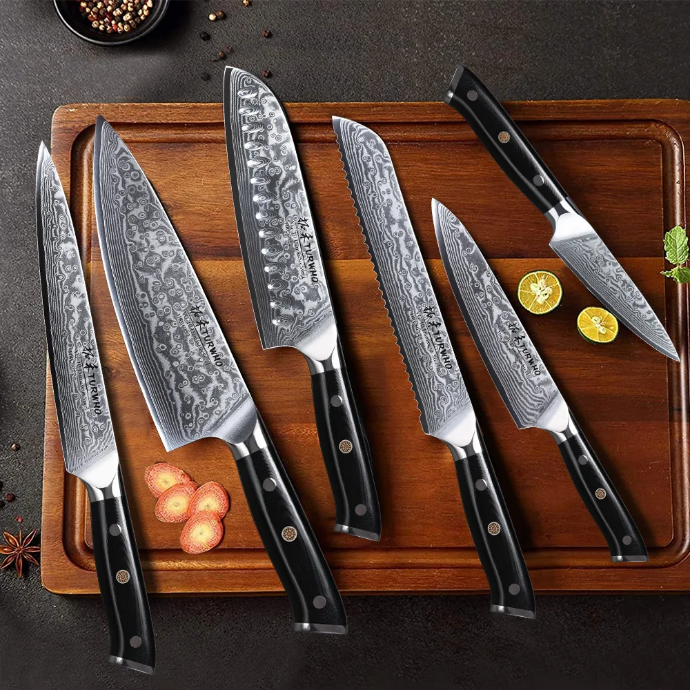 TURWHO Best Chef Knife Japan Damascus Steel Kitchen Knives Razor Sharp Pro  Chef Santoku Utility Kitchen Knife Sets Ebony Handle - AliExpress