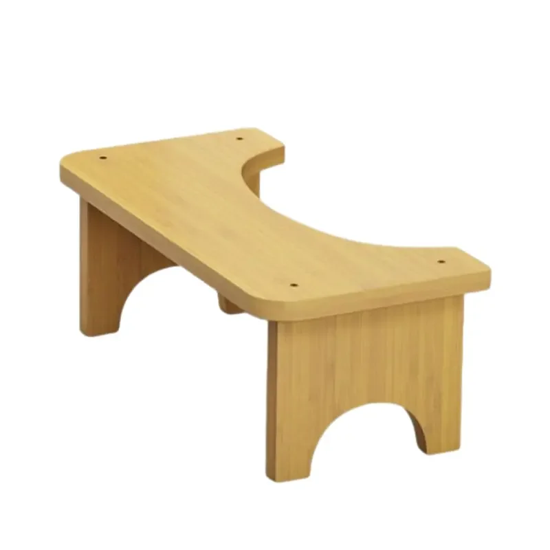 Bamboo toilet stool non slide poop seat squat bench for nut-brown