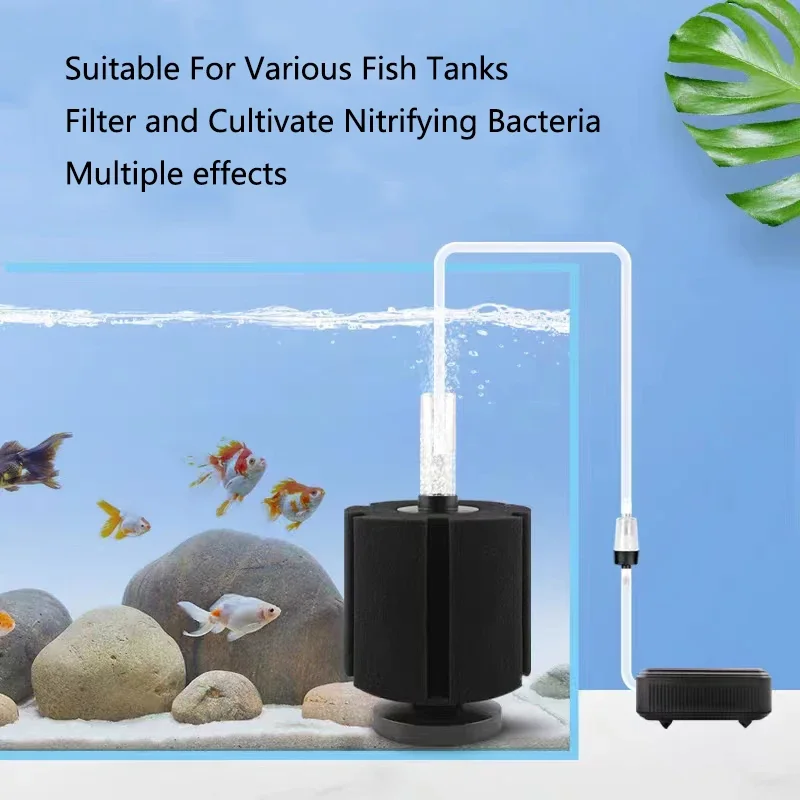 Filtro de acuario negro para tanque de peces, bomba de aire, Espumador, esponja bioquímica