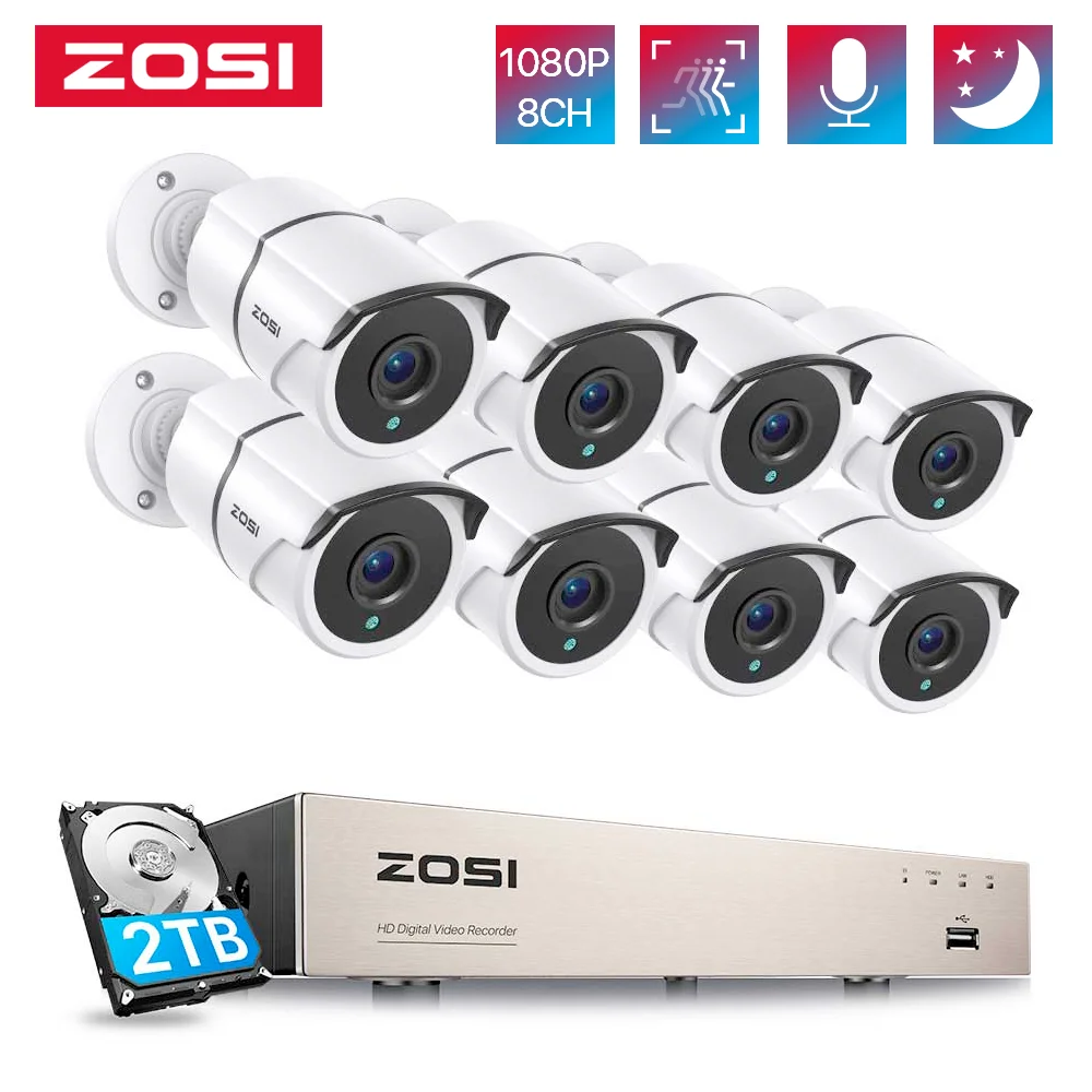 ZOSI1080p8ChannelVideoSecuritySystemwithAudio5MPLiteTVICCTV
