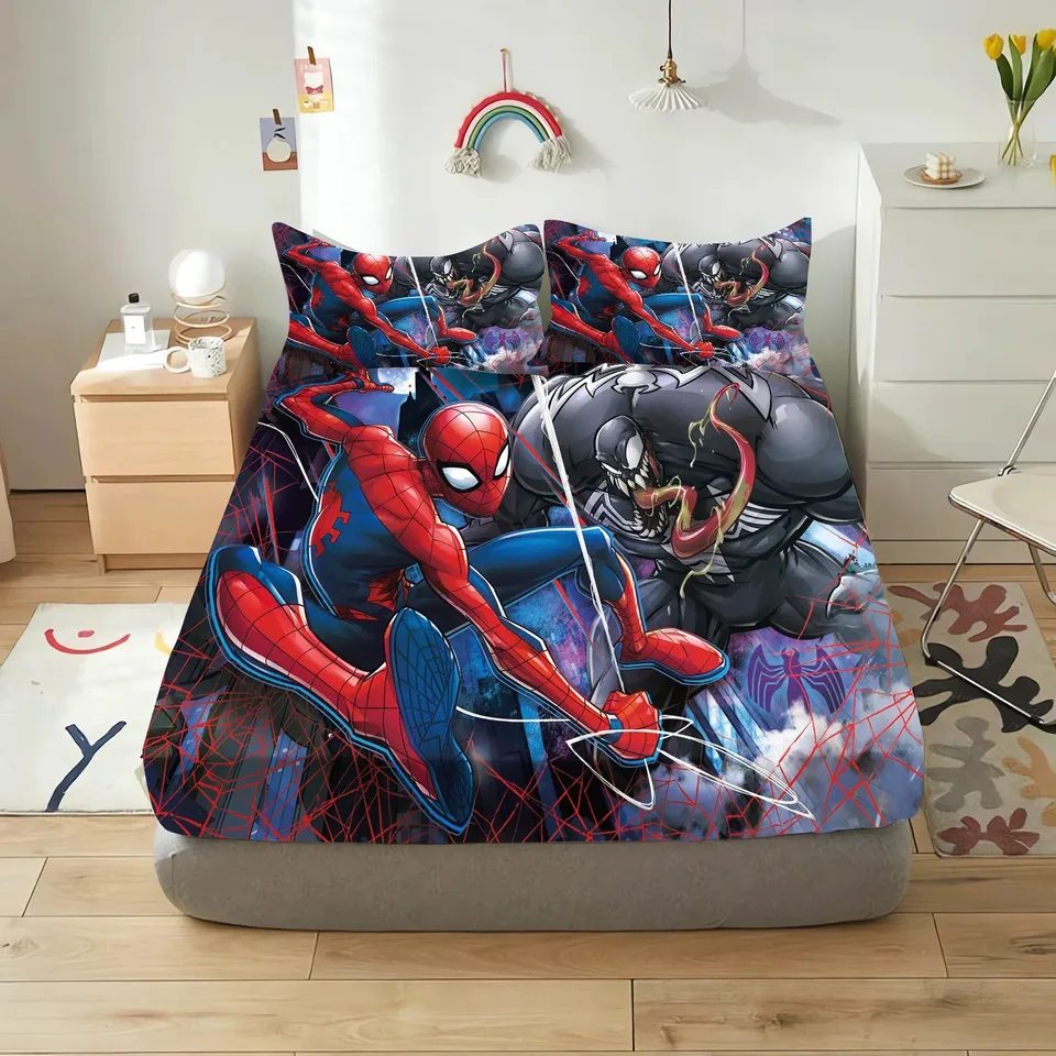 スパイダーマンプリントのマットレスシーツ,高さ5〜30cmの男の子用