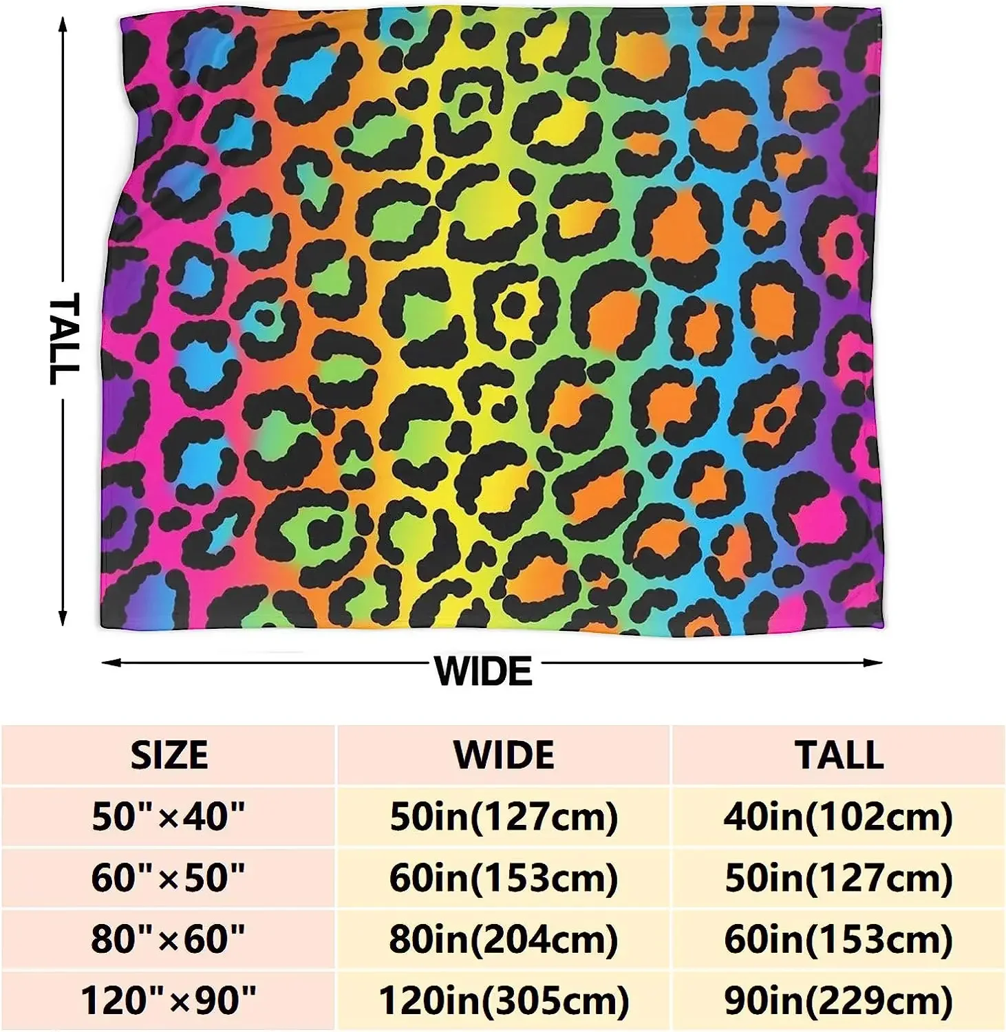 Ultra Soft Flannel Fleece Throw Blanket Neon Rainbow Leopard All Season Warm and Cozy Quilt Blanket for Bed Sofa Couch 3