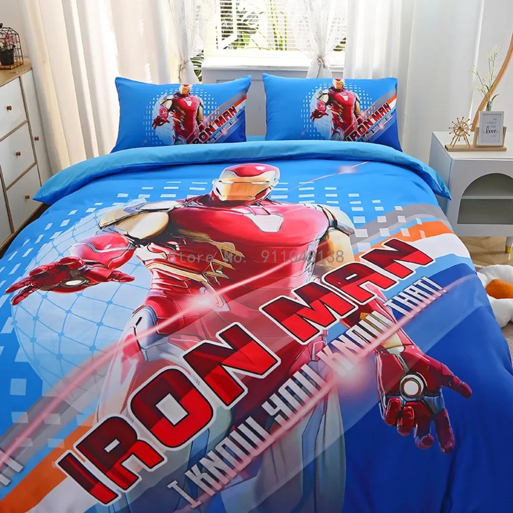 어벤져스 다리미 맨 디즈니 침구 세트, 3D 이불 커버, 이불 커버 세트, 침대 시트 베갯잇, 싱글 트윈 풀 퀸 사이즈