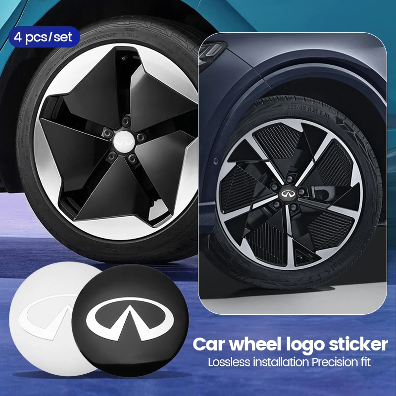4Pcs 56Mm Car Wheel Center Hub Cap Badge Logo Emblem Decal Wheel Sticker Per Infiniti Q50 Fx35 G37 Q30 Q60 G35 Qx70 Fx37 Qx60