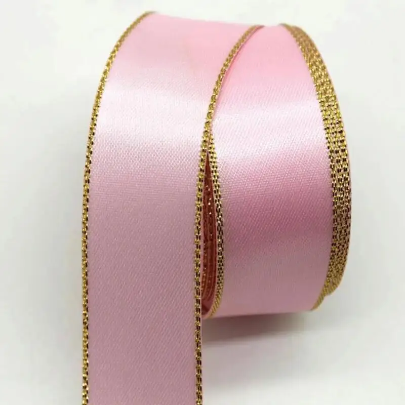 Satin Ribbons Ribbon Supplies Wrapping Ribbon Satin Ribbon Christmas Ribbon 10 Yards 10MM/22MM/38MM Glitter Gold Edge Double Sided Satin Ribbon Christmas Decor Materials Hair Bows Gift Packing New Year